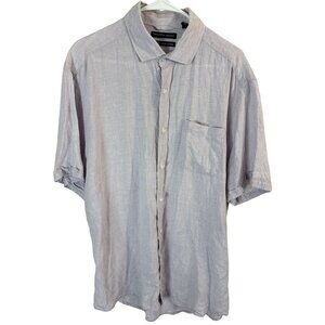 Saks Fifth Avenue 100% Linen Mens Classic Fit Shirt Size‎ XL Lavender
